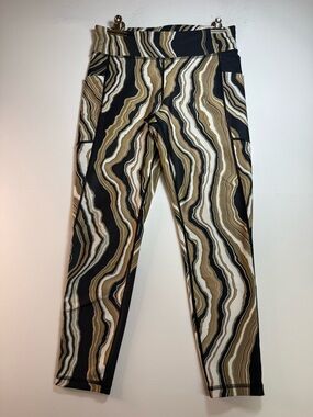 Sportmax Black, Cream, Tan & Brown Marble-Print Leggings